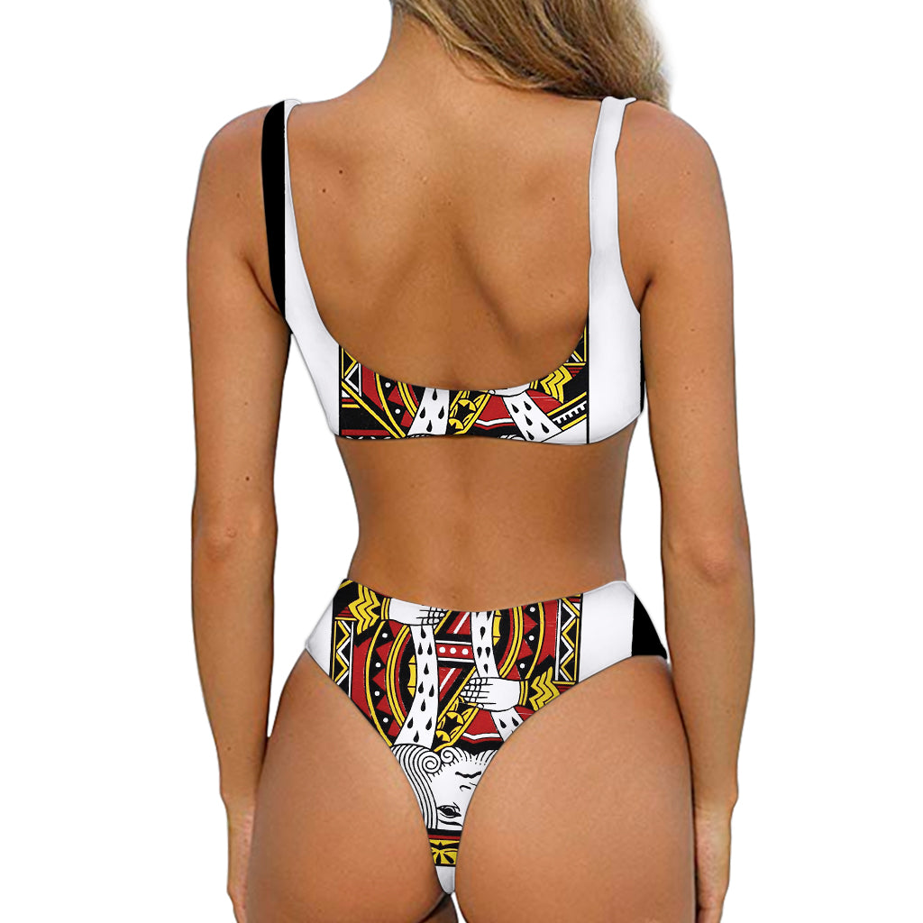 King Of Hearts Playing Card Print Front Bow Tie Bikini