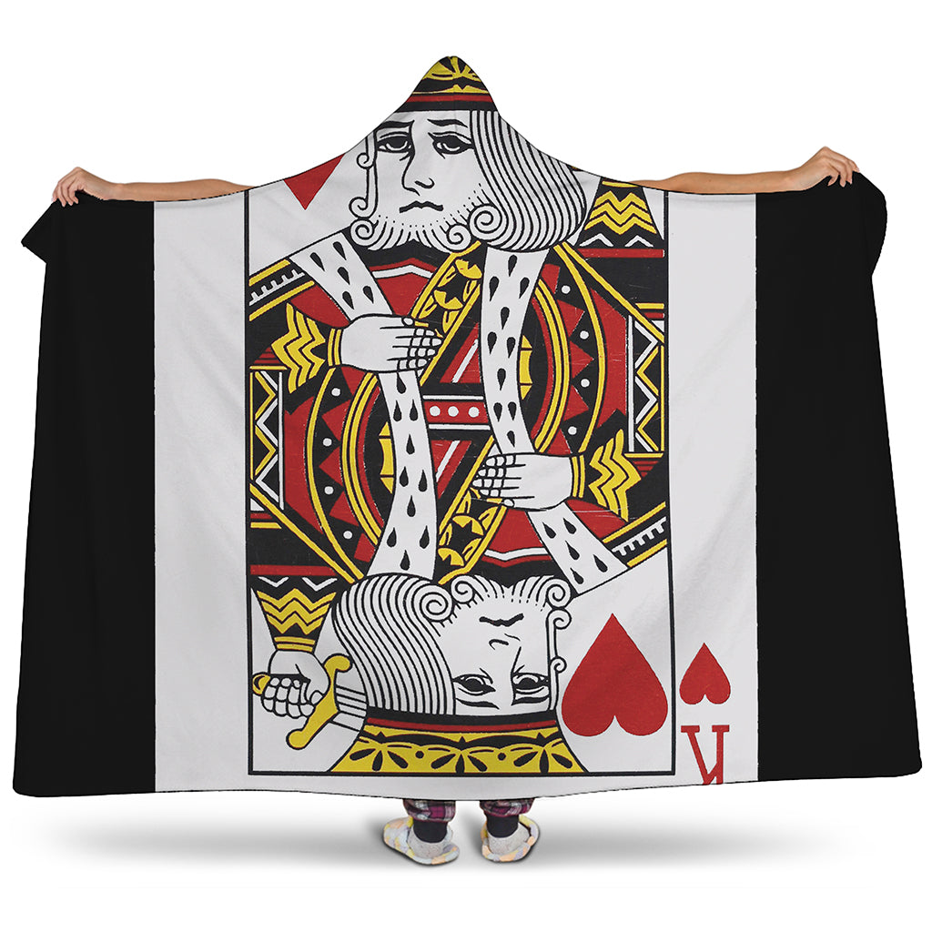 King Of Hearts Playing Card Print Hooded Blanket