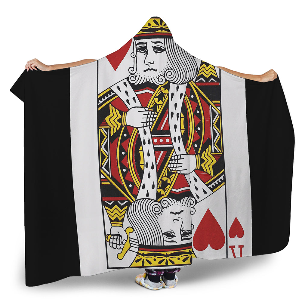 King Of Hearts Playing Card Print Hooded Blanket
