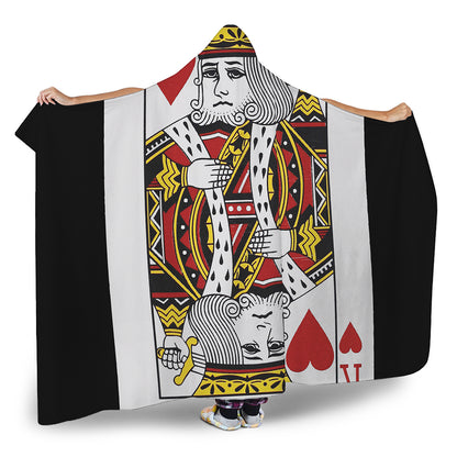 King Of Hearts Playing Card Print Hooded Blanket