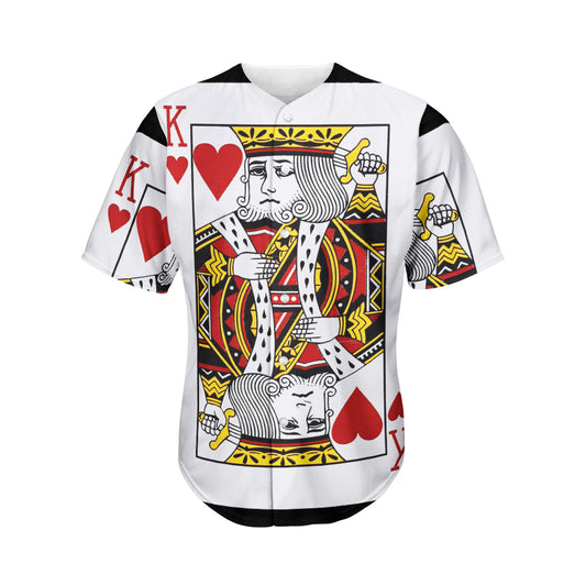 King Of Hearts Playing Card Print Men's Baseball Jersey