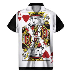 King Of Hearts Playing Card Print Men's Short Sleeve Shirt