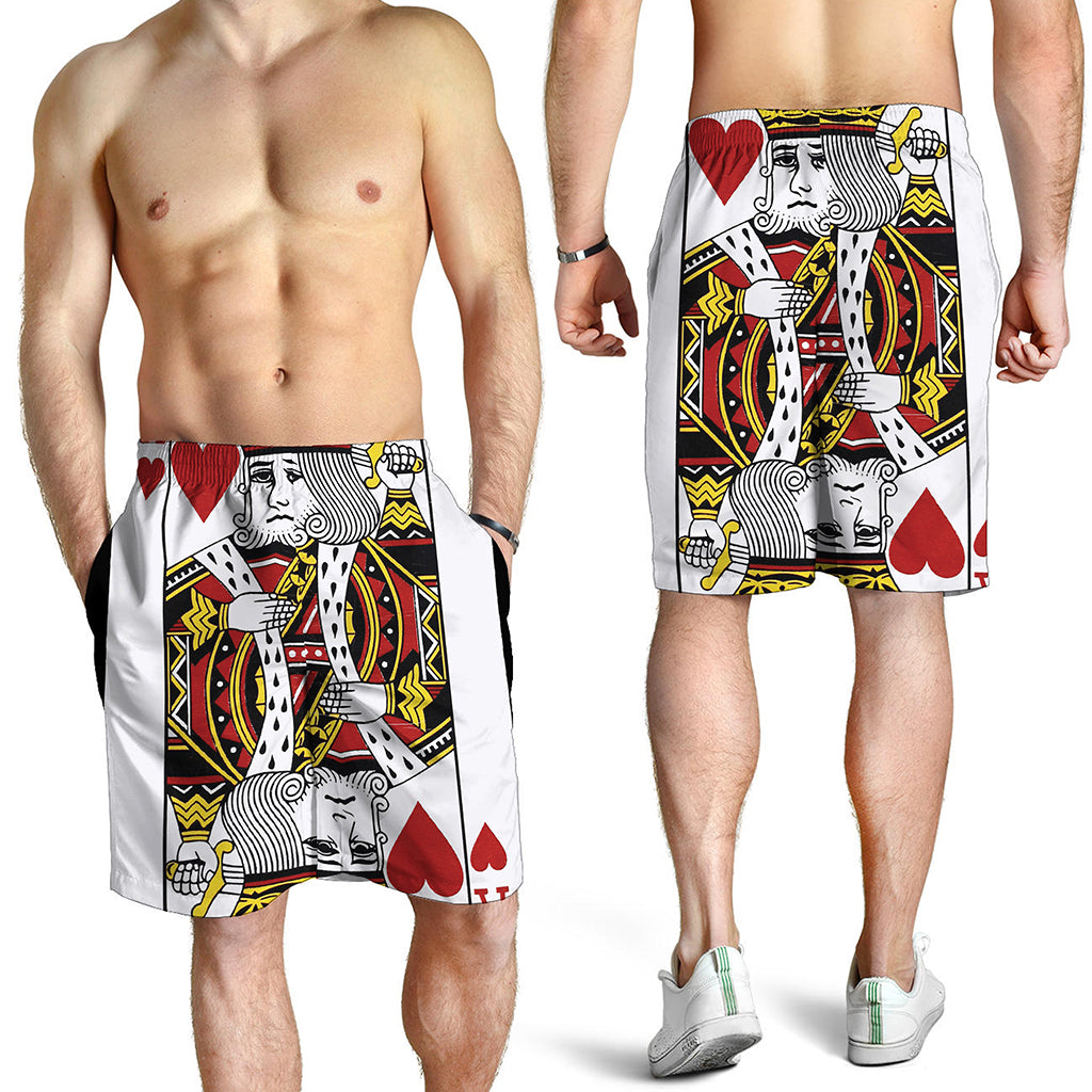 King Of Hearts Playing Card Print Men's Shorts