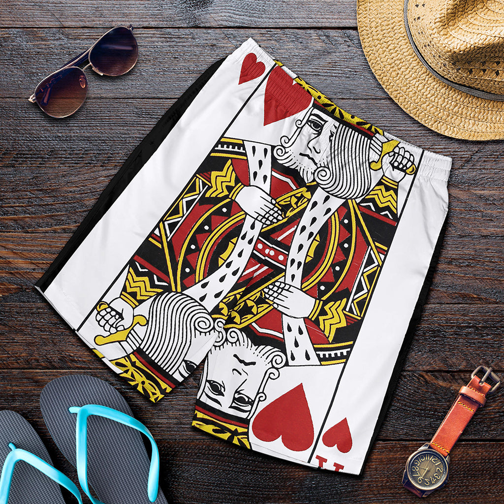 King Of Hearts Playing Card Print Men's Shorts