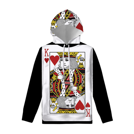 King Of Hearts Playing Card Print Pullover Hoodie