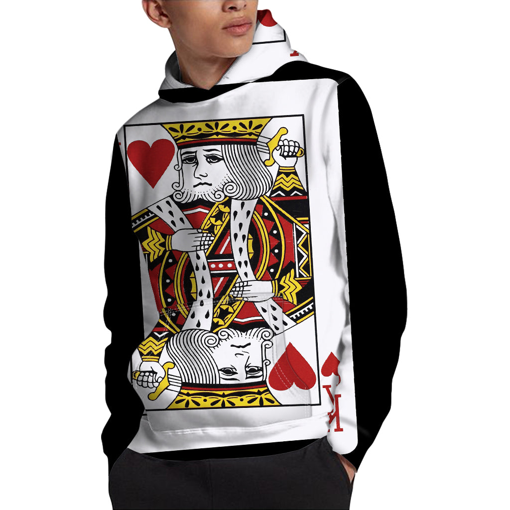 King Of Hearts Playing Card Print Pullover Hoodie