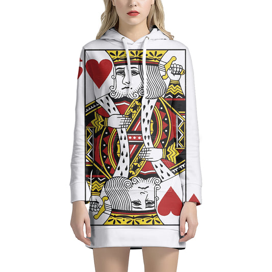 King Of Hearts Playing Card Print Pullover Hoodie Dress