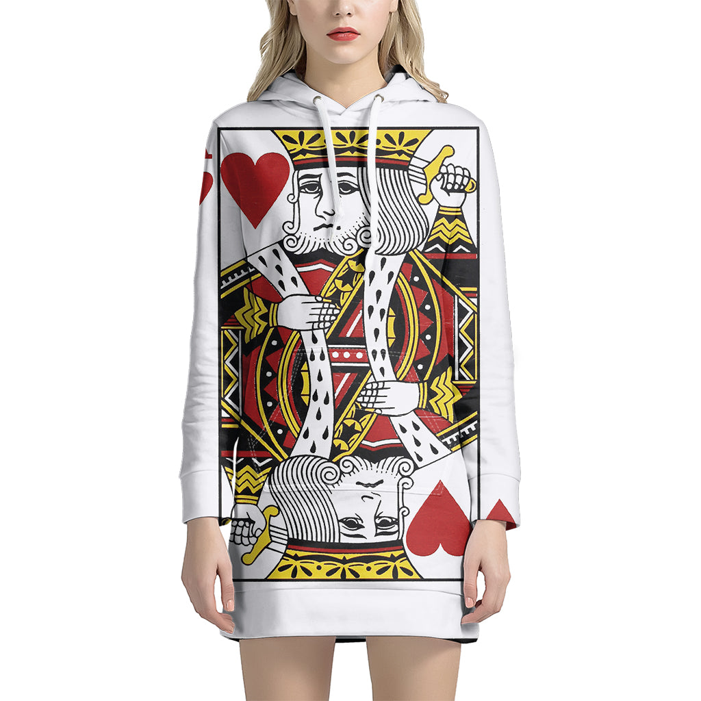 King Of Hearts Playing Card Print Pullover Hoodie Dress