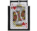 King Of Hearts Playing Card Print Quilt Bed Set