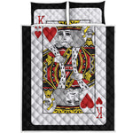 King Of Hearts Playing Card Print Quilt Bed Set