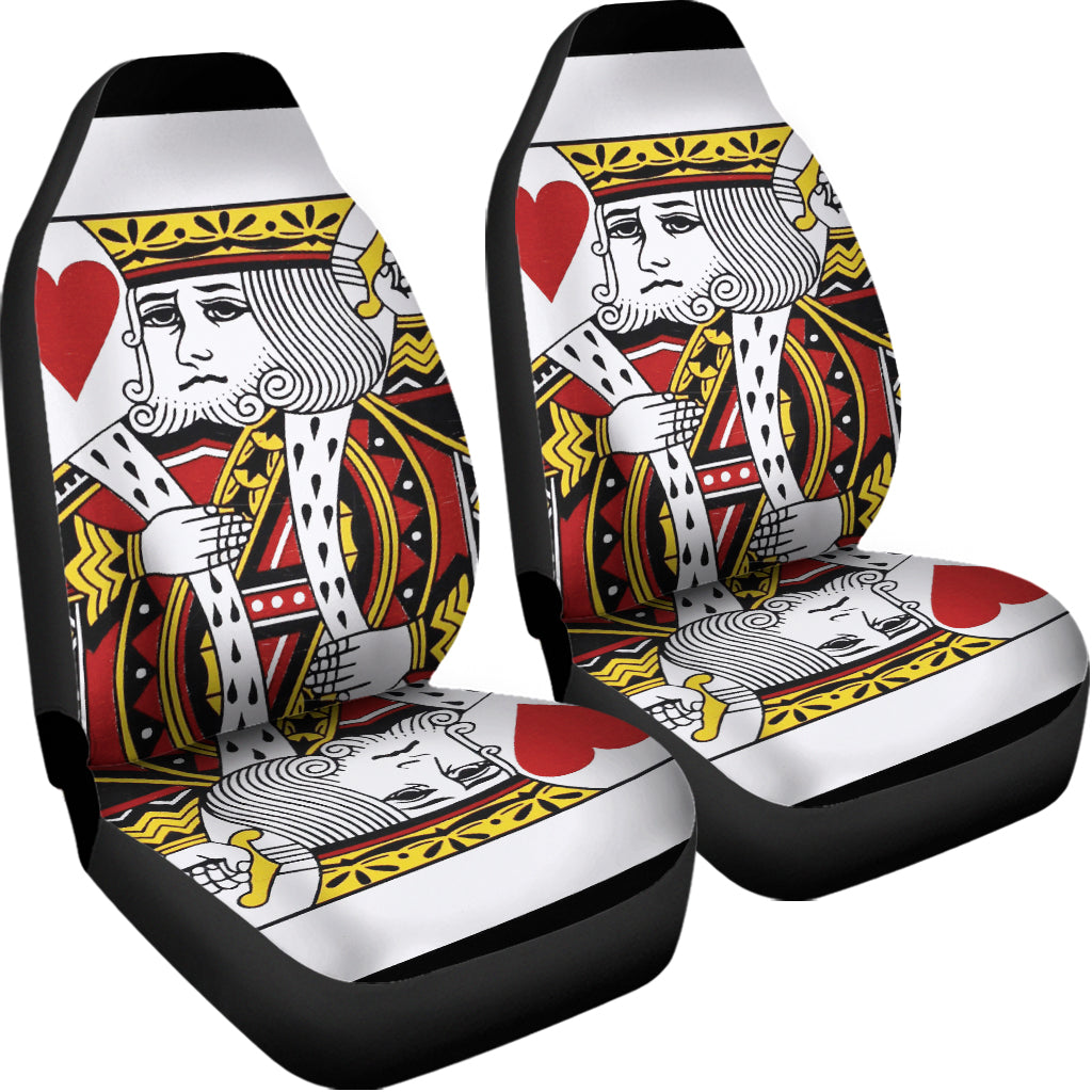 King Of Hearts Playing Card Print Universal Fit Car Seat Covers