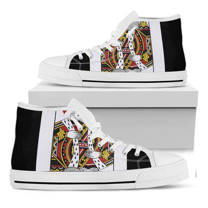 King Of Hearts Playing Card Print White High Top Shoes