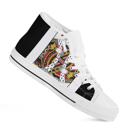 King Of Hearts Playing Card Print White High Top Shoes