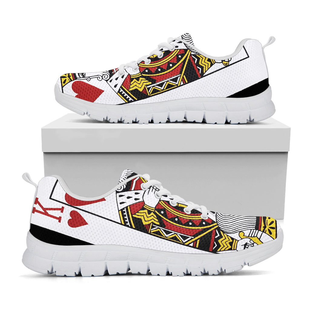 King Of Hearts Playing Card Print White Sneakers