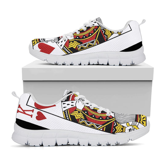 King Of Hearts Playing Card Print White Sneakers