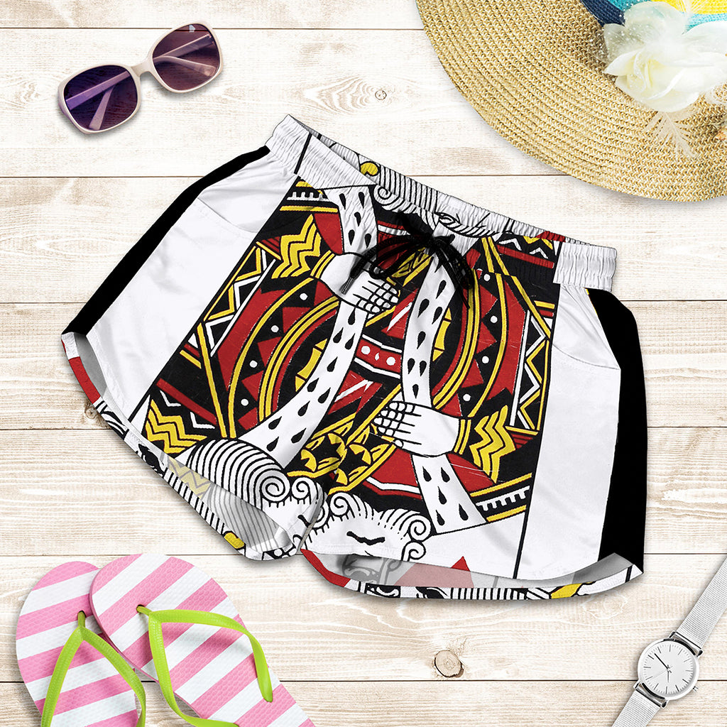 King Of Hearts Playing Card Print Women's Shorts