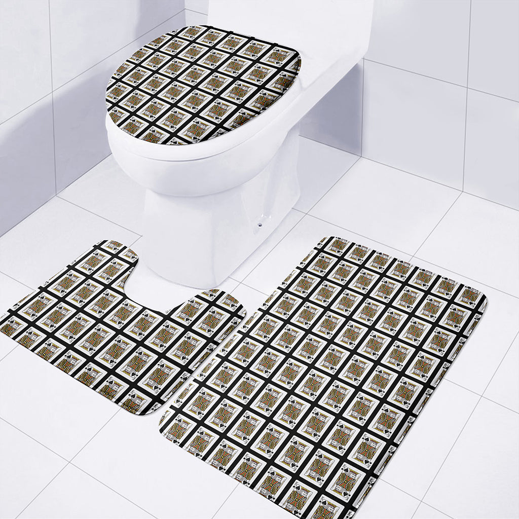 King Of Spades Playing Card Pattern Print 3 Piece Bath Mat Set