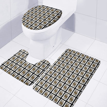King Of Spades Playing Card Pattern Print 3 Piece Bath Mat Set