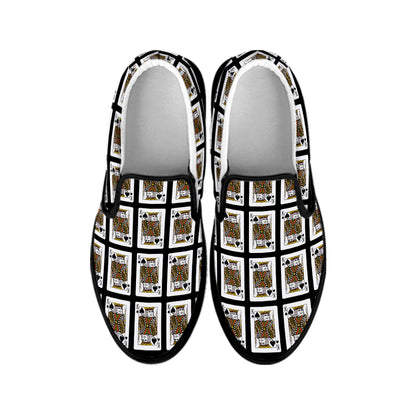 King Of Spades Playing Card Pattern Print Black Slip On Shoes