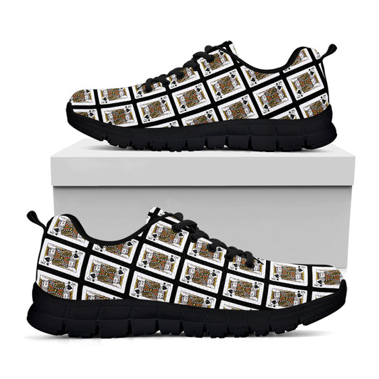 King Of Spades Playing Card Pattern Print Black Sneakers