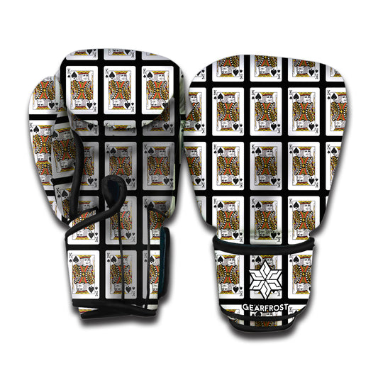 King Of Spades Playing Card Pattern Print Boxing Gloves