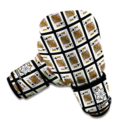 King Of Spades Playing Card Pattern Print Boxing Gloves