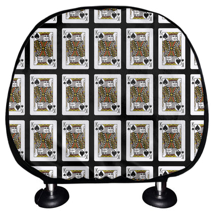 King Of Spades Playing Card Pattern Print Car Headrest Covers