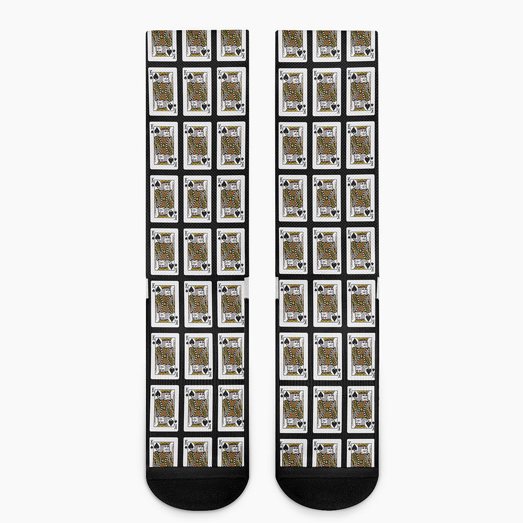King Of Spades Playing Card Pattern Print Crew Socks