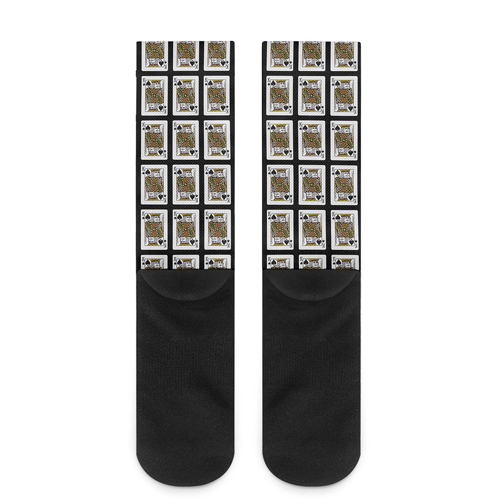 King Of Spades Playing Card Pattern Print Crew Socks