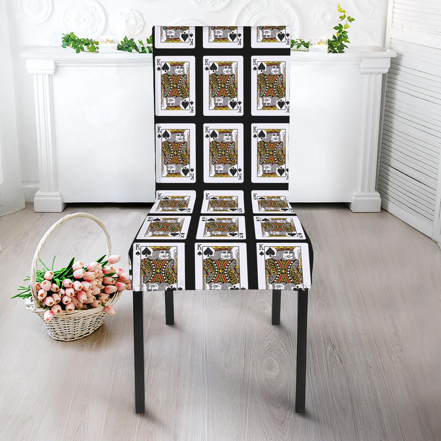 King Of Spades Playing Card Pattern Print Dining Chair Slipcover