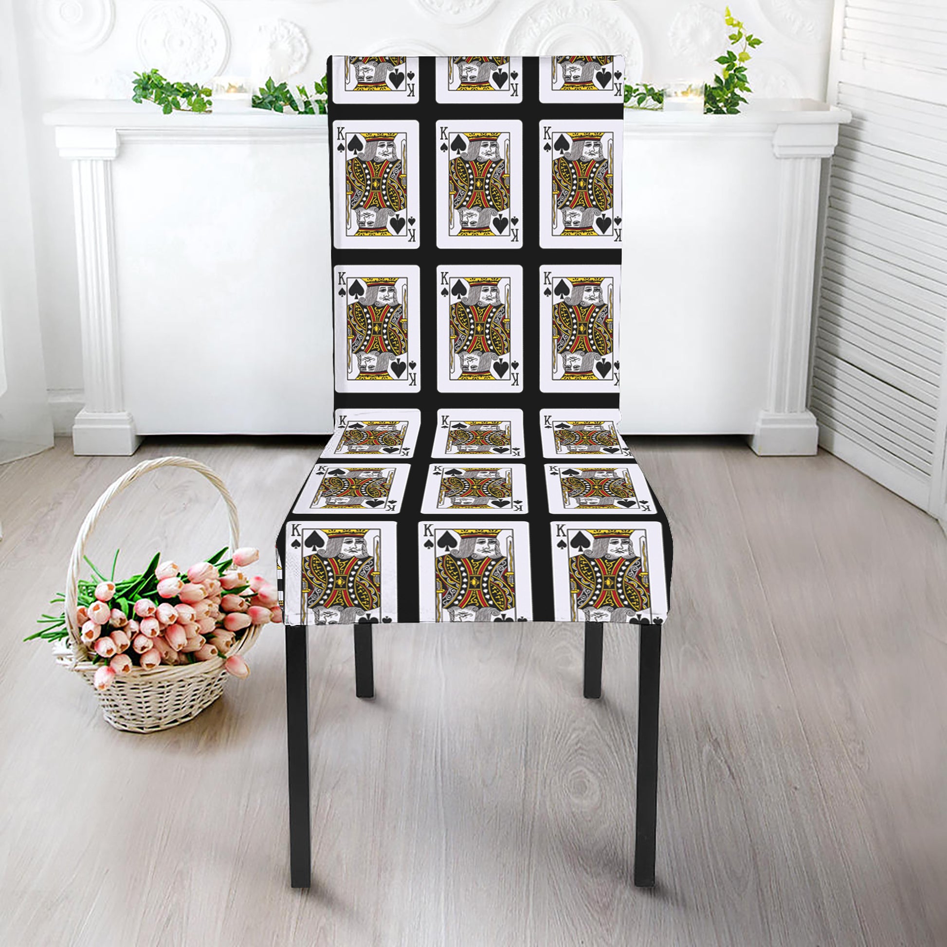 King Of Spades Playing Card Pattern Print Dining Chair Slipcover