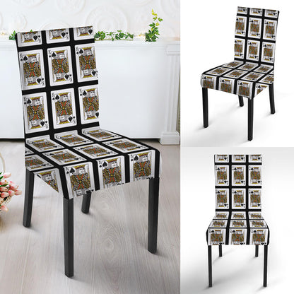King Of Spades Playing Card Pattern Print Dining Chair Slipcover