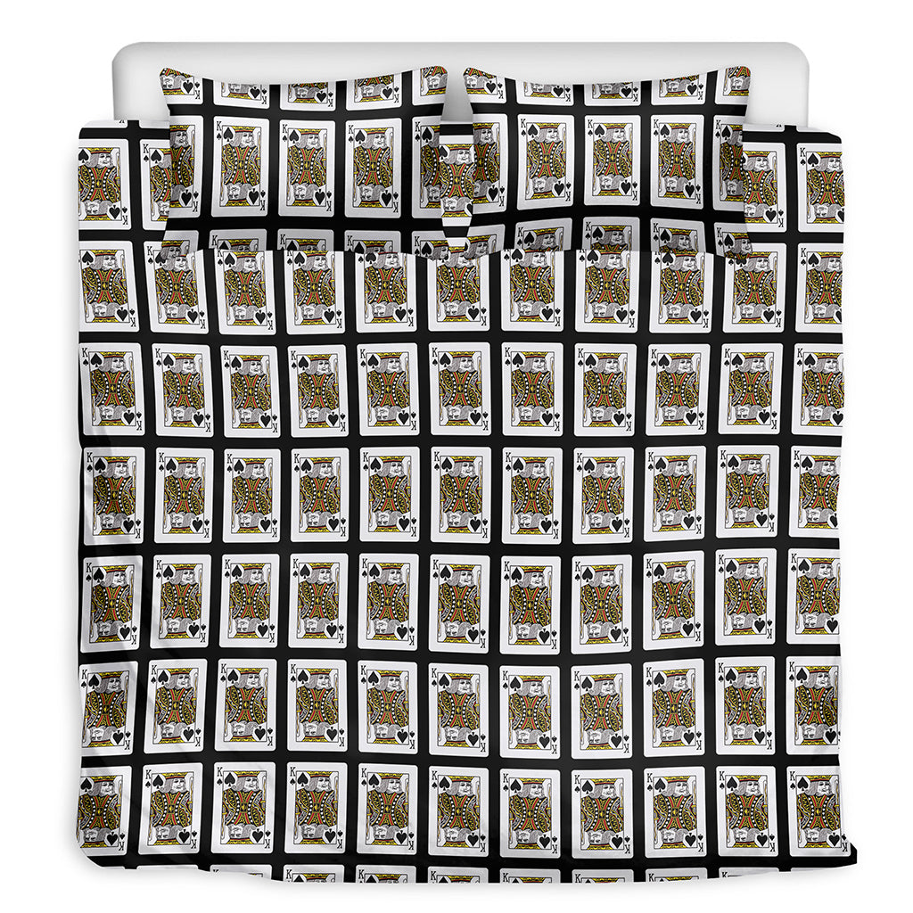 King Of Spades Playing Card Pattern Print Duvet Cover Bedding Set