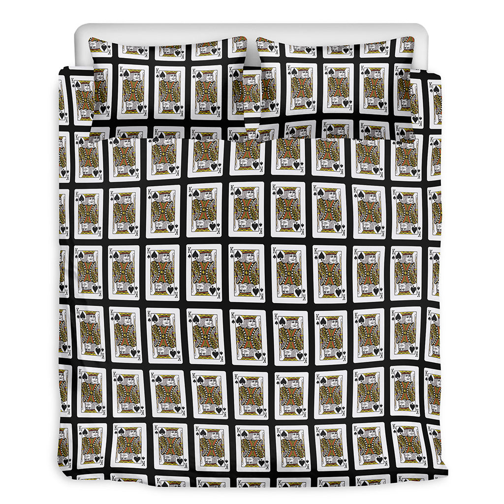 King Of Spades Playing Card Pattern Print Duvet Cover Bedding Set