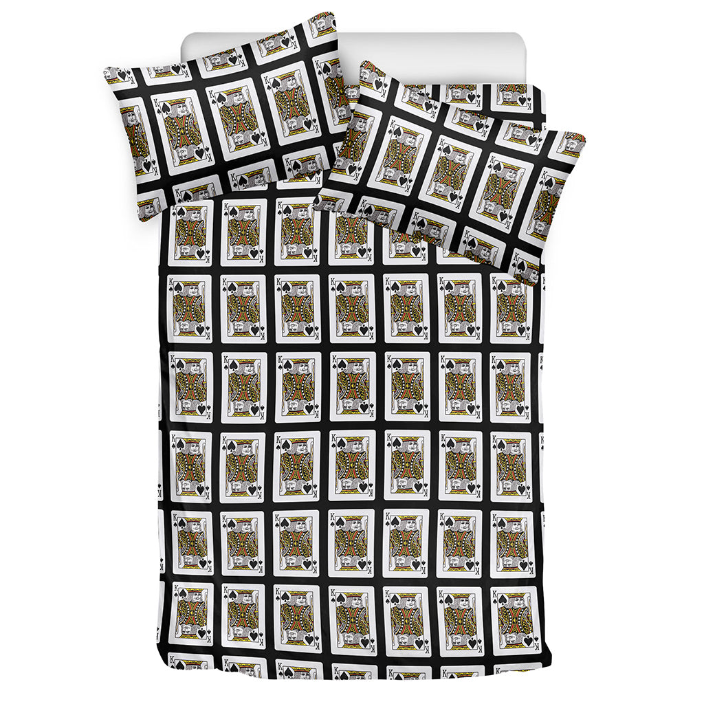 King Of Spades Playing Card Pattern Print Duvet Cover Bedding Set