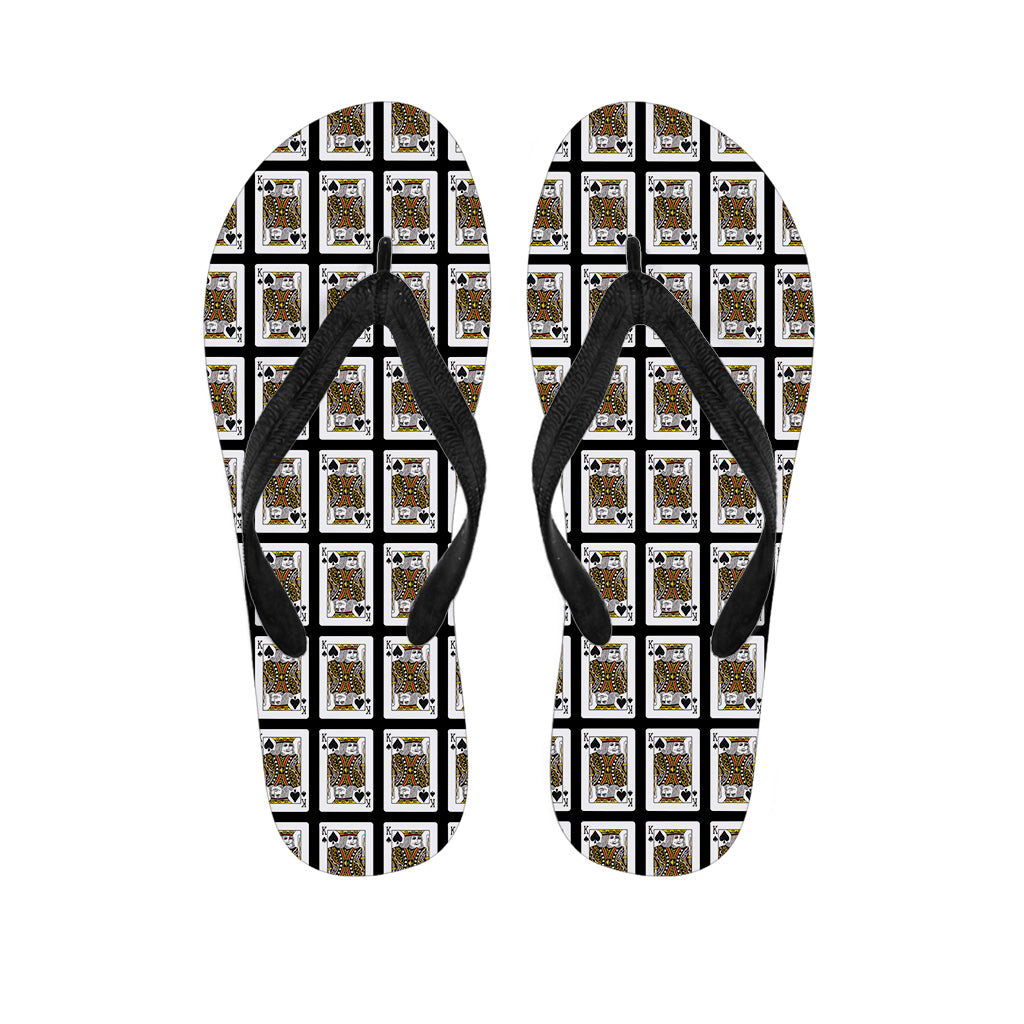 King Of Spades Playing Card Pattern Print Flip Flops