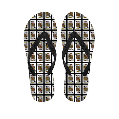 King Of Spades Playing Card Pattern Print Flip Flops