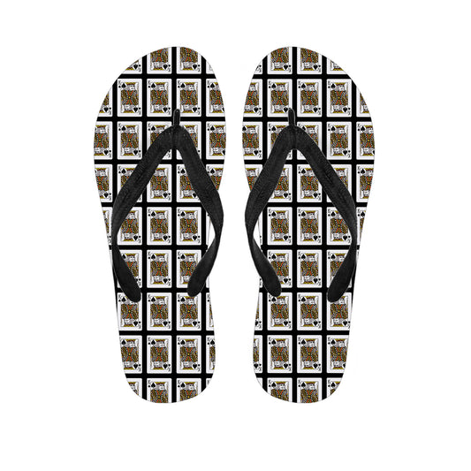 King Of Spades Playing Card Pattern Print Flip Flops