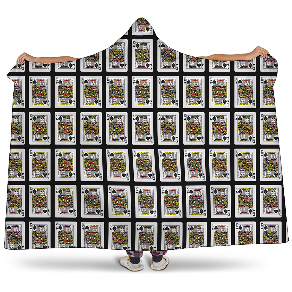 King Of Spades Playing Card Pattern Print Hooded Blanket