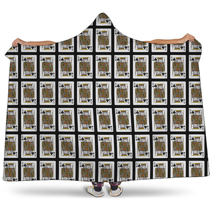 King Of Spades Playing Card Pattern Print Hooded Blanket