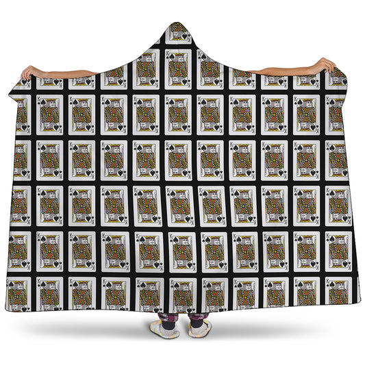 King Of Spades Playing Card Pattern Print Hooded Blanket