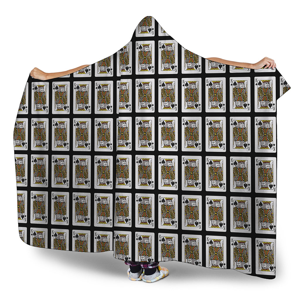 King Of Spades Playing Card Pattern Print Hooded Blanket