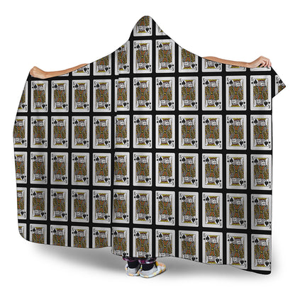King Of Spades Playing Card Pattern Print Hooded Blanket