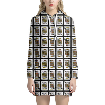 King Of Spades Playing Card Pattern Print Hoodie Dress