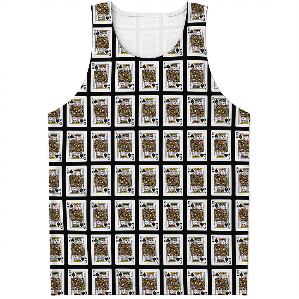 King Of Spades Playing Card Pattern Print Men's Tank Top