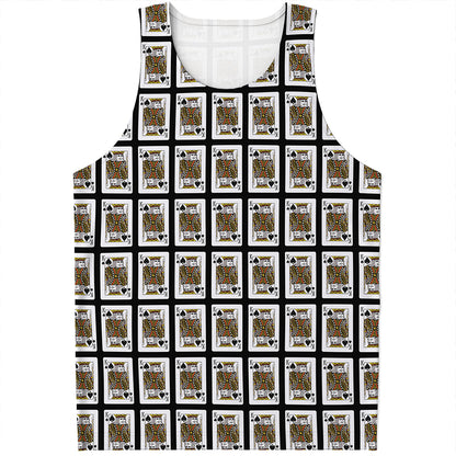 King Of Spades Playing Card Pattern Print Men's Tank Top