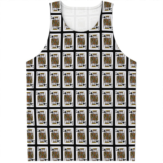 King Of Spades Playing Card Pattern Print Men's Tank Top