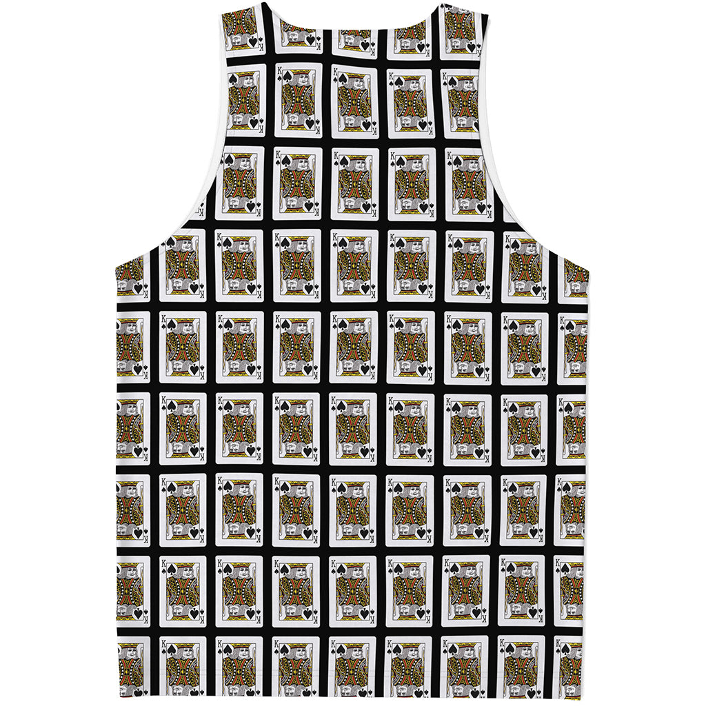 King Of Spades Playing Card Pattern Print Men's Tank Top