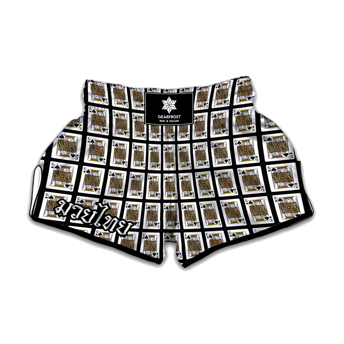 King Of Spades Playing Card Pattern Print Muay Thai Boxing Shorts
