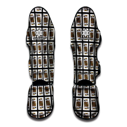 King Of Spades Playing Card Pattern Print Muay Thai Shin Guard